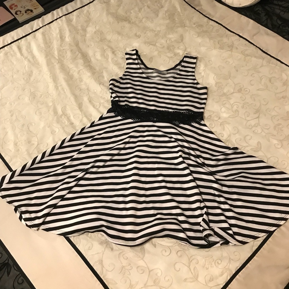 Black and White Striped Midi Dress